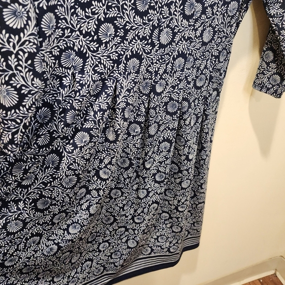 Max Studio Navy and White Quarter Sleeves fit and flare Casual dress size M - Picture 5 of 11